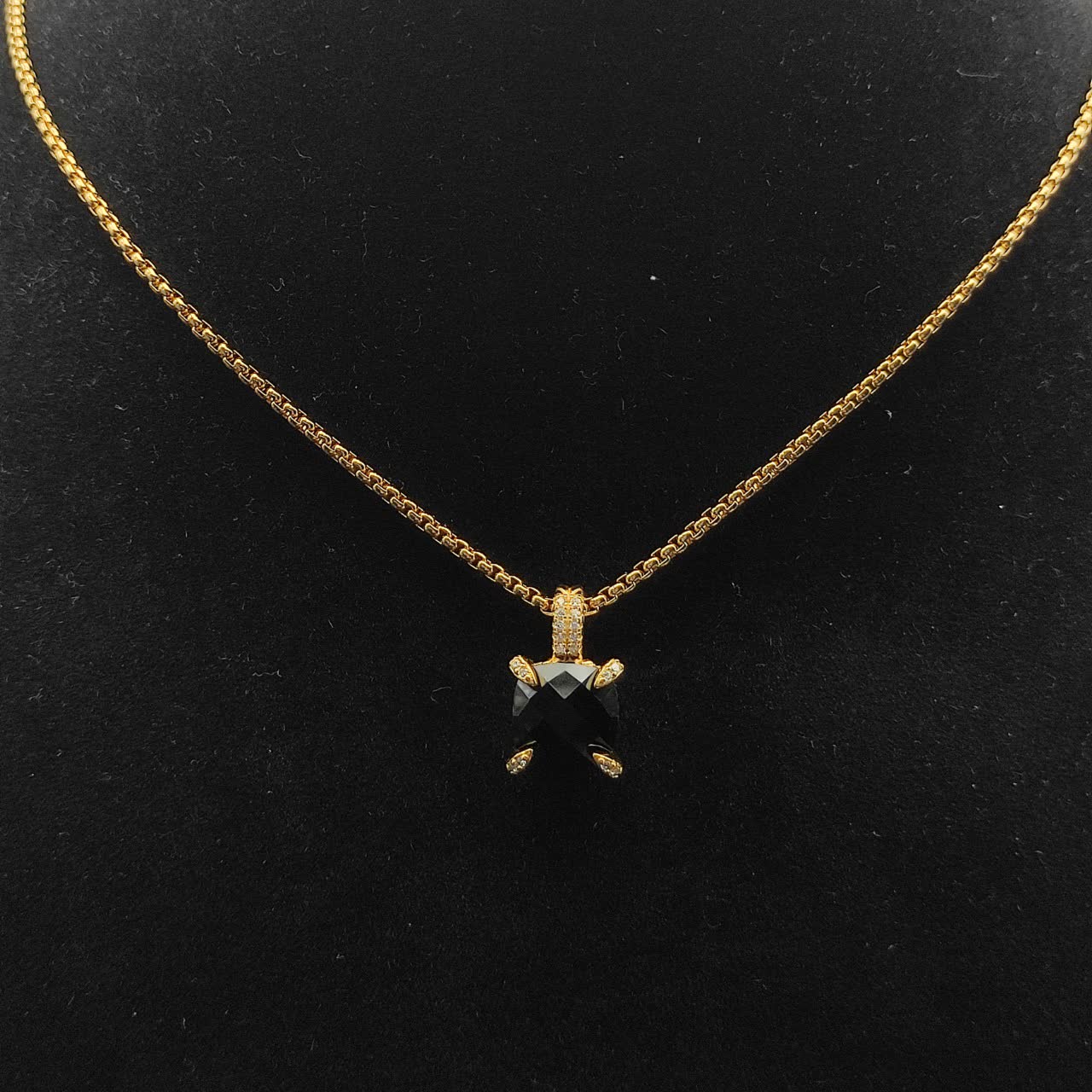 David Yurman Black Onyx and Diamond Cable Collectibles Pendant Necklace